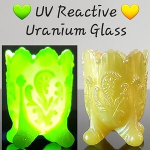 💚 Uranium 💛 Inverted Feather Yellow 💛 Toothpick Holder 💚 Irredescent